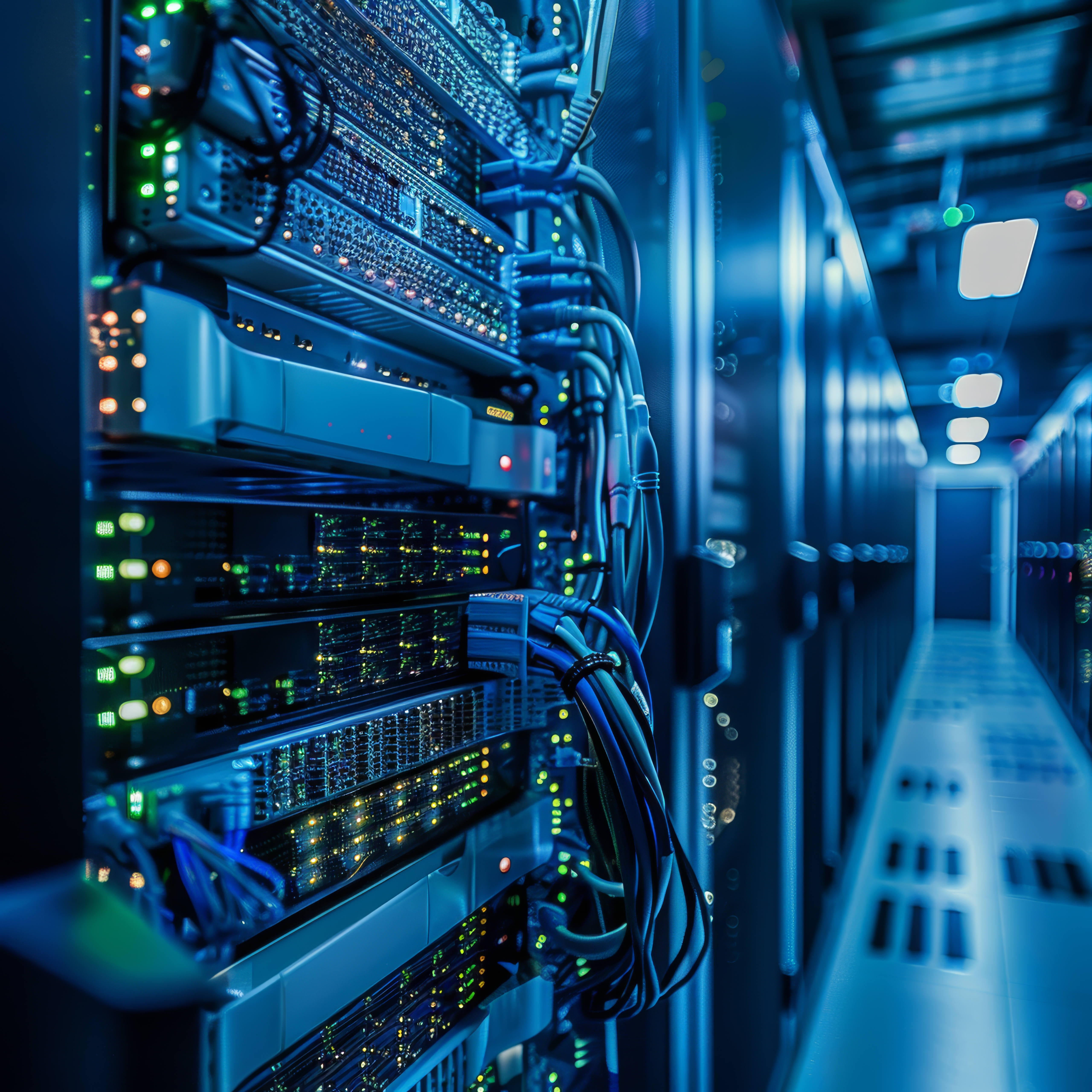 efficient network management setup data center room with network panel switch cables