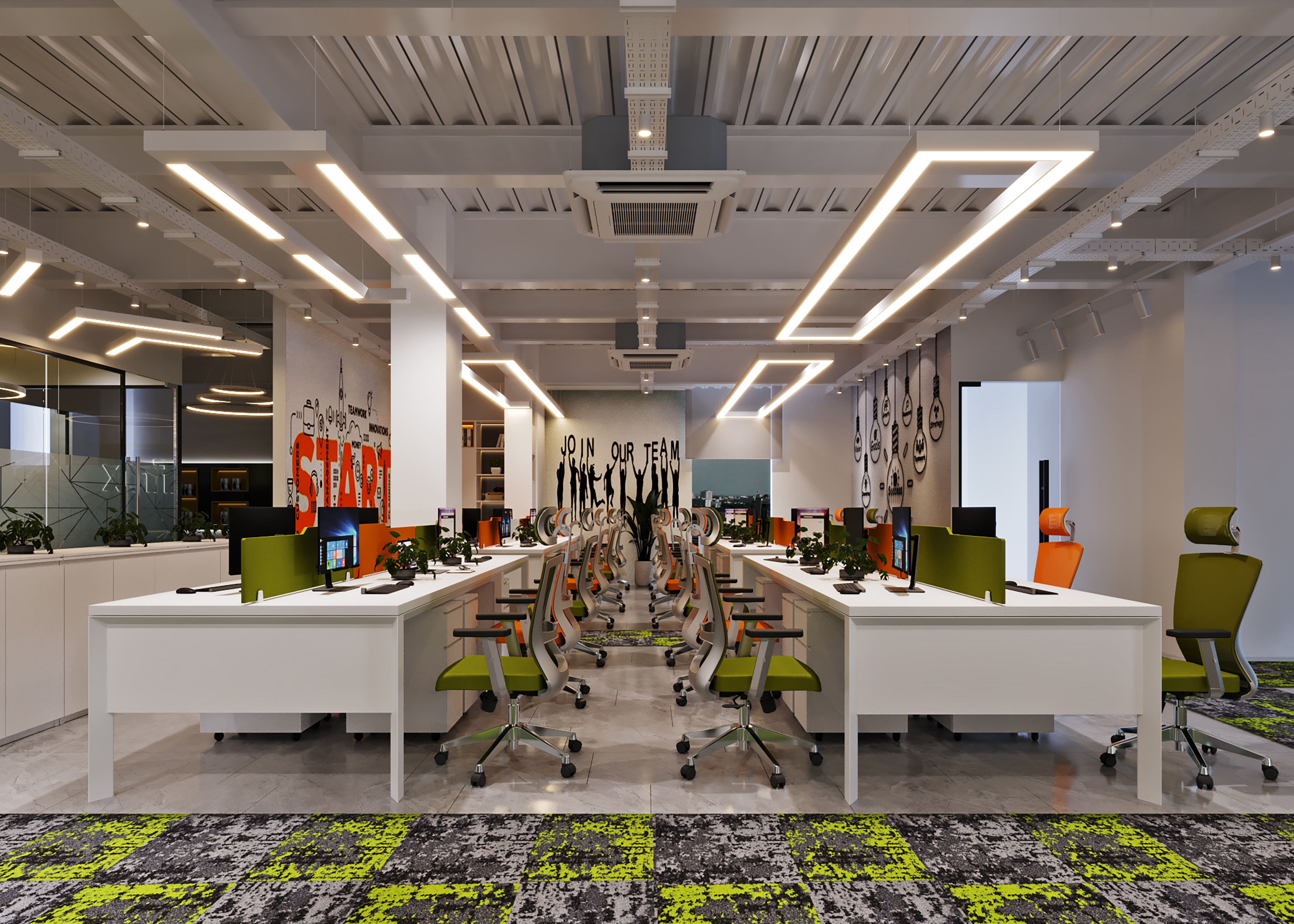 modern office with lounge area interior design